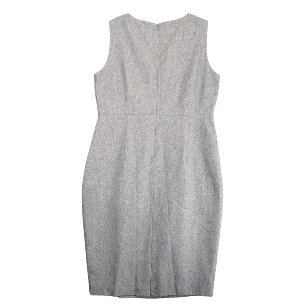 Shade Gray Wool Blend Sleeveless Sheath Dress Sz 12 Box Pleats Knee-Length Y2K - Picture 2 of 10